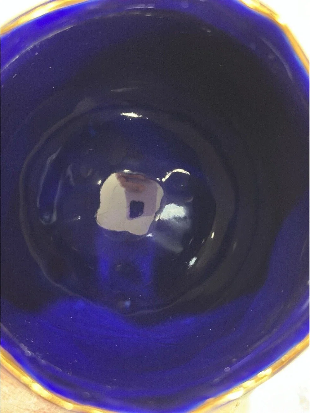 Vintage Limoges French Cobalt Blue Footed Egg Vase With 18k Or 22k Gold Accent